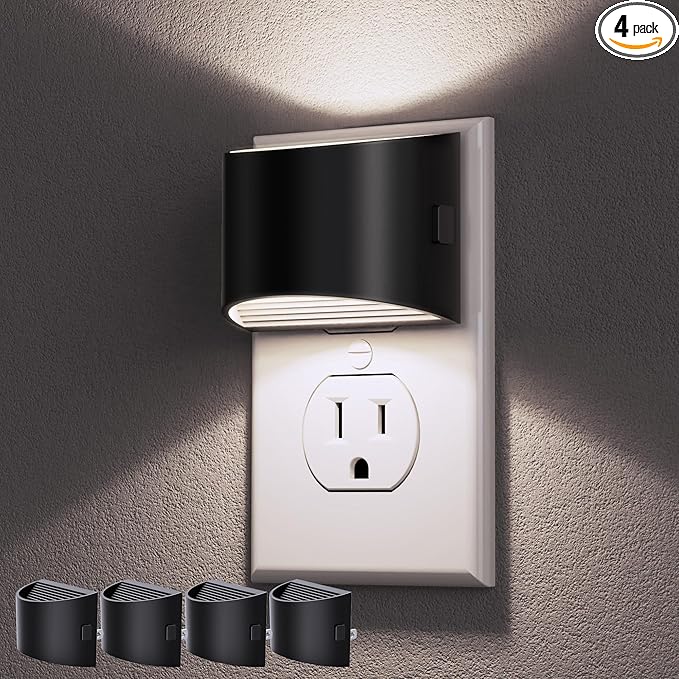 DORESshop LED Night Light[4 Pack], Night Lights Plug into Wall, 3 Level Brightness Adjustable Plug in Night Light, Dusk to Dawn Sensor, Nightlights for Adults, Bedroom, Bathroom, Hallway, 5000K