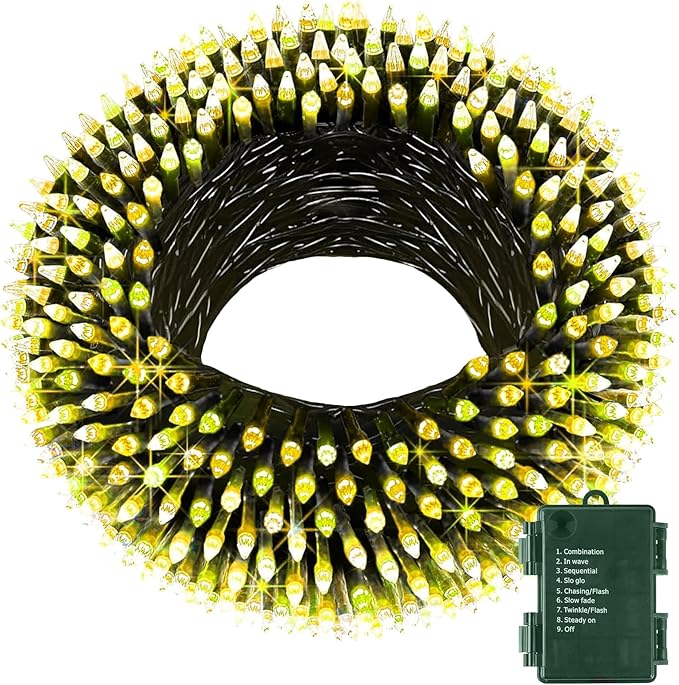ITICdecor Christmas String Lights 33ft 100 LED, Waterproof Fairy Starry String Lights Battery Operated, 8 Modes Decorative Lights for Indoor Outdoor Xmas Tree Party Garden(Warm White)