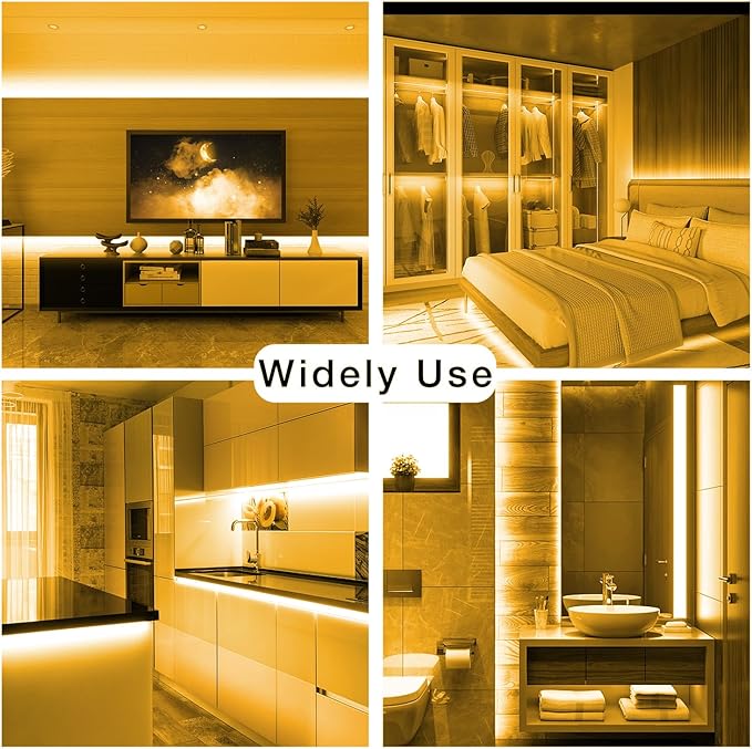 DAYBETTER COB LED Strip Light,LED Lights 32.8ft,Warm White 3000K Dotless Strip Lights,3200 LEDs Super Bright Dimmable 24V Flexible Tape Lights with Remote and App,for Bedroom,Kitchen,Cabinets Lighting