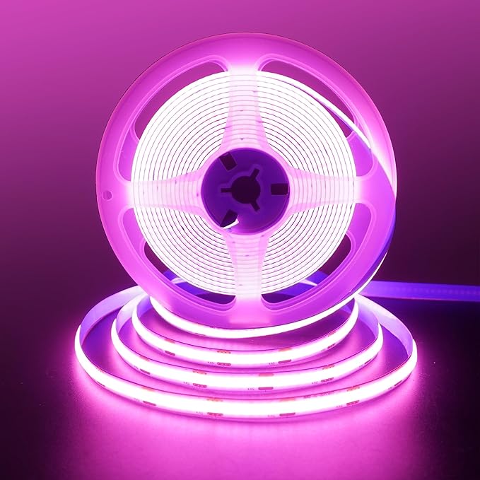 5V USB COB LED Strip Lights,16.4FT/5M,Pink,320LEDs/M,8mm Width,Not Waterproof IP20,1M USB Cable,Flexible LED Tape Light for DIY Home Indoor Decoration