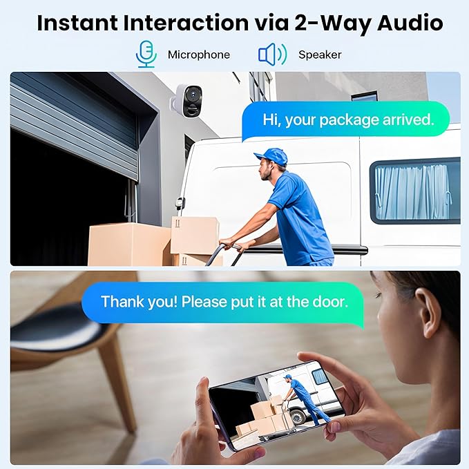 2026 Upgraded 2K Security Cameras Wireless Outdoor (2 Pack), Free Cloud Storage, Long Battery Life, AI Motion Detection, Spotlight & Siren, Waterproof, WiFi Surveillance Outdoor Camera with 2-Way Talk