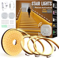 Motion Sensor LED Strip Lights - Chasing Effect Auto ON/Off for Stairs, Bedroom, Under Cabinet - 32.8ft Warm White, Easy Peel & Stick Install
