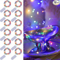 WATERGLIDE 12 Pack Colorful Fairy Lights Battery Operated (Included), 7 ft 20 LED Mini String Lights, Waterproof Silver Wire Firefly Starry Light for DIY Wedding Christmas Party Mason Jars Decor