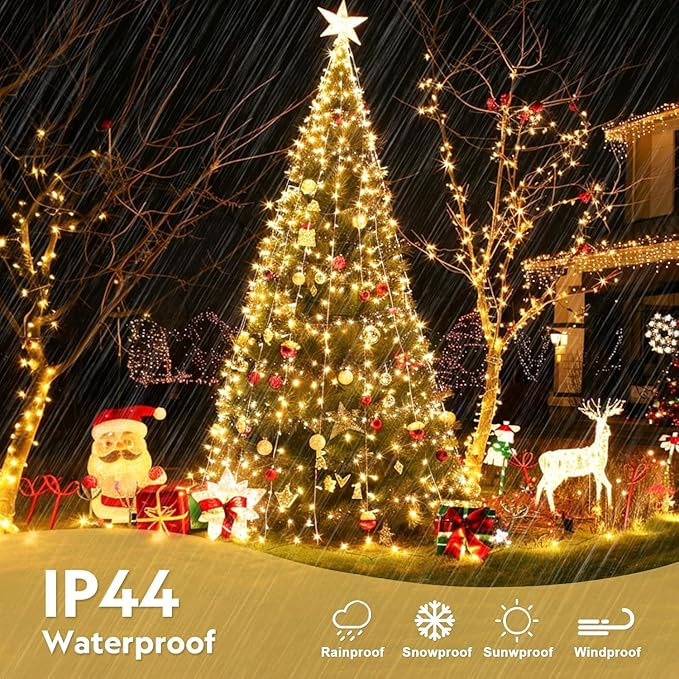 JMEXSUSS 400 LED Christmas Lights Indoor Outdoor, 132 ft Warm White String Lights Plug in with Remote, 8 Modes Twinkle Christmas Tree Lights for Bedroom Outside Patio Home Party Xmas Holiday Decor