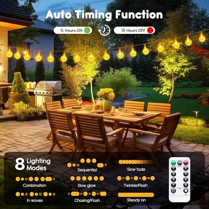 Minetom Crystal Globe String Lights Battery Operated - 33 ft 60 LED Globe Fairy Lights with Remote and 8 Modes, Waterproof for Bedroom Tent Loft Camping Porch Patio Party Wedding Decor, Warm White