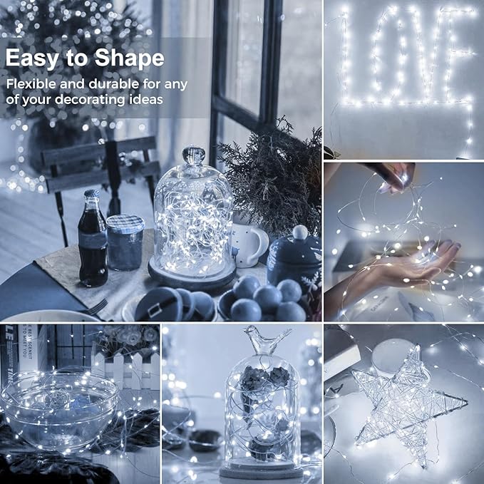 kolpop 6 Pack LED Fairy Lights Battery Operated, Mini Twinkle String Lights Battery Powered Waterproof for Christmas Mason Jars Party,Cool White