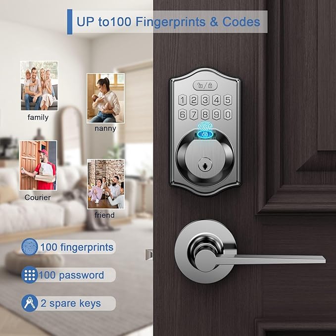 Fingerprint Door Lock-keyless Entry Door Lock with Handle -Smart Locks -Keypad Code