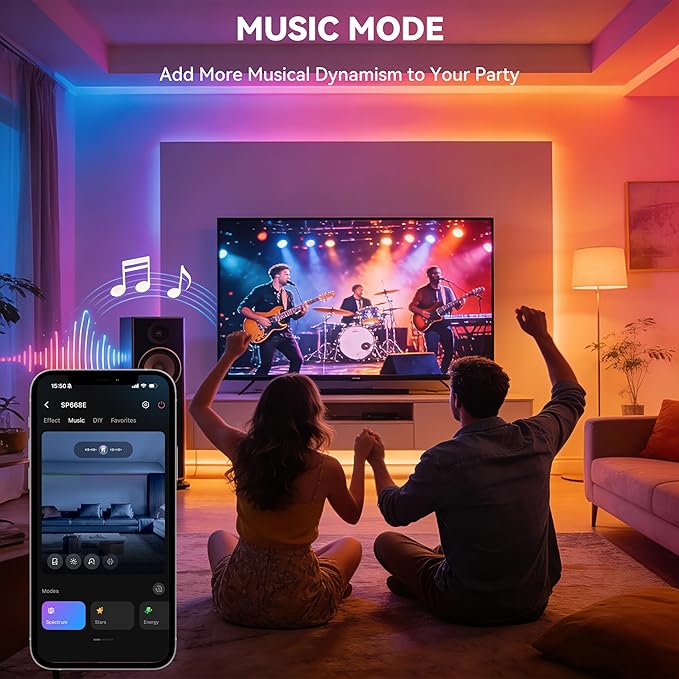 PAUTIX COB LED Strip Lights Pro, UL-Listed RGB Smart IC Chasing Color Addressable COB LED Tape Light, Music Sync Flexible RGB LED Lights, Smart Strip Light, for Party, Bedroom, Color Changing, 6.56ft