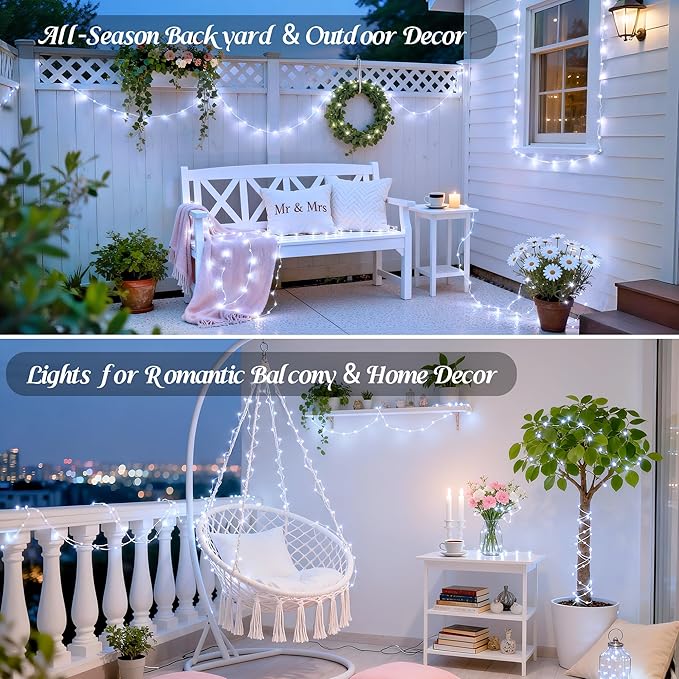 JMEXSUSS White LED Fairy Lights USB Plug in, 33ft 100 LED Twinkle String Lights with Remote for Bedroom, Living Room, Balcony, Birthday Party, Wedding, Tree, Wall, Centerpiece, Christmas