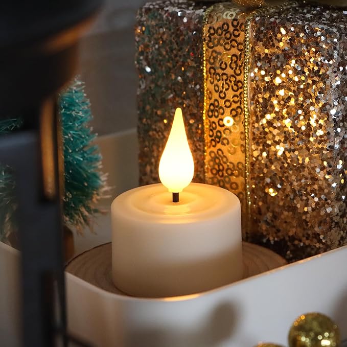 Rechargeable Tea Lights with Remote Control & Timer Flickering Flameless 3D Wicks Tealight Candle Candles with Charging Cable for Home,Halloween,Christmas Decor (12pcs,Warm White(A))