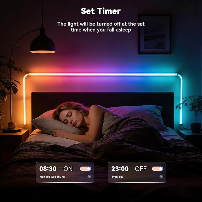 MIWISE 5V USB COB LED Strip Lights,RGB Smart IC LED Strip with App Control,Bluetooth Addressable Music Sync Color Changing Strip Lights,3M Back-Adhesive for Gaming Room PC Home Decor 6.56ft