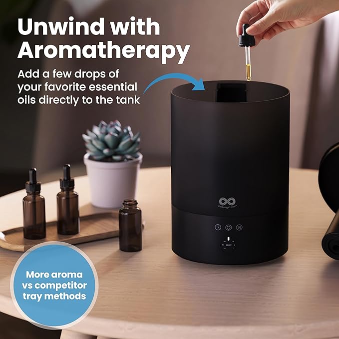 Everlasting Comfort 2.5L Top Fill Humidifiers for Bedroom - Quiet Easy to Fill & Clean, 24HR Runtime, Night Lights, Timer, Ultrasonic Cool Mist Humidifier, Auto Shut-Off, Essential Oil Diffuser