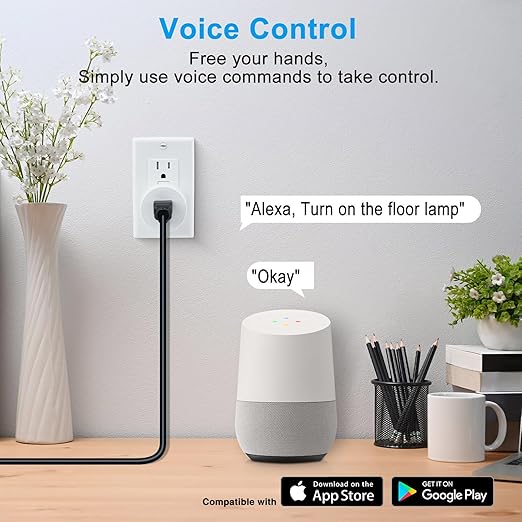 WiFi Smart Outlet Plug with Remote,GreenCycle Electric Smart Plug with Wall Switch,Compatible with Alexa and Google Home via Tuya,15A/1500W,Remote Control from Anywhere,TUV FCC List(2.4G)