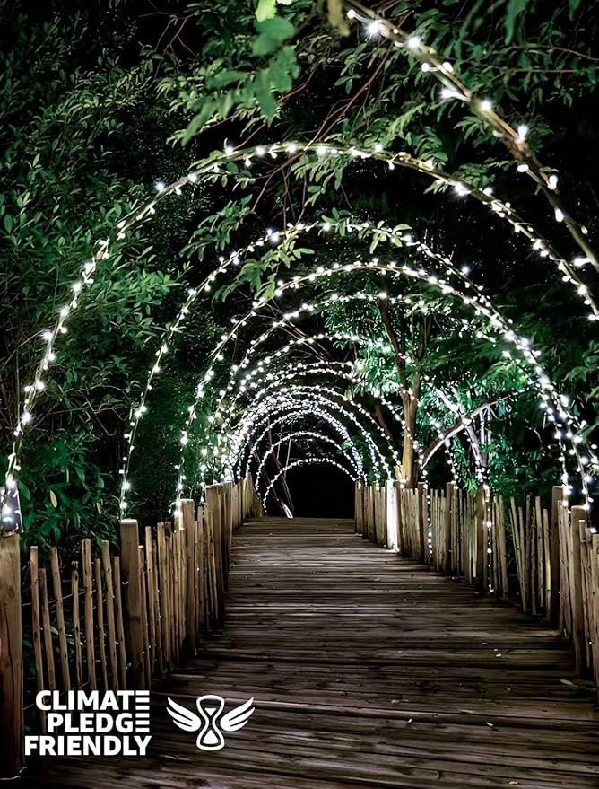 String Lights Indoor Bedroom, 98FT 200 LED Fairy String Lights Outdoor Waterproof, 8 Modes Memory Twinkle Christmas Light Plug in for Classroom Dorm Patio Tree Garden Decor (Cool White)