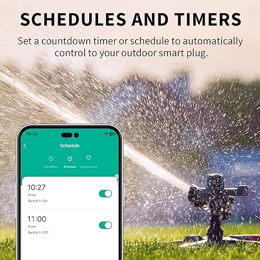 Minoston Matter Outdoor Smart Plug WiFi Heavy Duty Plug-in Outlet IP65 Waterproof, Compatible with Alexa Apple Home SmartThings Google Home, Smart Life, Remote Control, 15Amp Black (MP22M)