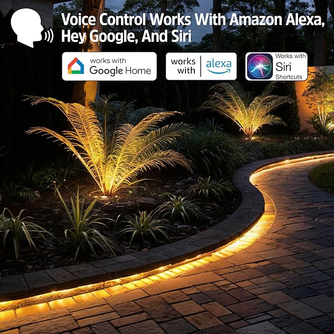 Energizer Smart Indoor & Outdoor RGB+IC+WW LED 50 Foot Light Strip, Sound Reactive, IP65 Waterproof, Remote Access App & Voice Control with Alexa, Siri, Google, Grouping, Scheduling, Wi-Fi No Hub