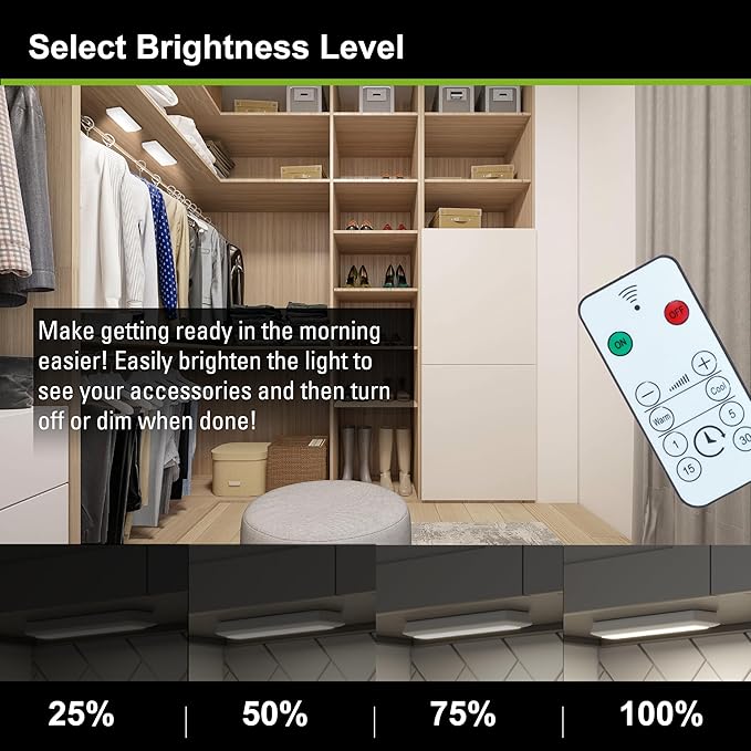 Ecolight 9-inch Bar Lights - 2-Pack, Battery Operated, Tap on/Off - White Color Changing, Dimmable, IR Remote with Timer - 80 Lumen, 30,000 Hour Rated Lamp Life - White Finish