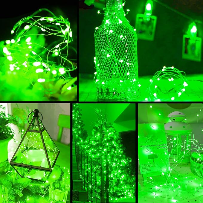 ZGWJ 24 Pack Fairy Lights Battery Operated, Green Twinkle String Lights 20 LED 7FT Mason Jar Lights Waterproof 3 Lighting Modes for Bedroom, Halloween, Christmas, Party Indoor and Outdoor Decoration