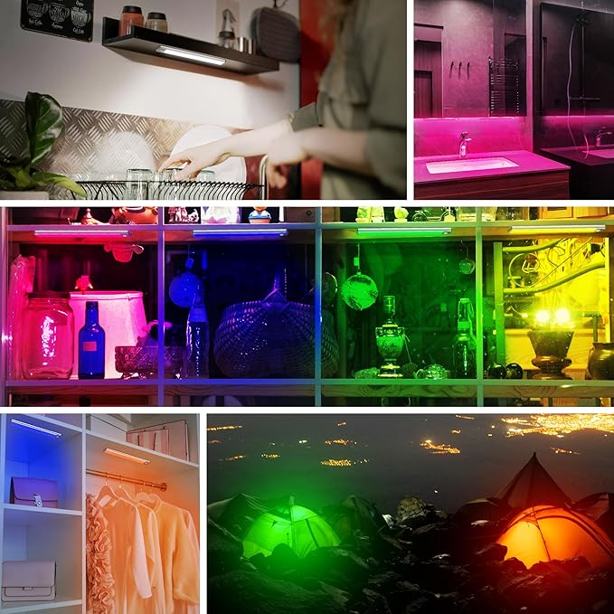 LEPOTEC 1 Pcs RGB LED Wall Lights,Wall Sconces Lamp with App Remote Control,Gaming Light Bar,Under Cabinet Lighting with Music Sync,Rechargeable Battery Operated Night Closet Light for Living Room