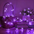 Flower Battery Operated String Lights Cherry Blossom Fairy Lights 30LED Indoor Outdoor Waterproof for Garden Decoration Camping,Fence,Birthday,Wedding Party,Bedroom,Gfit (Purple)