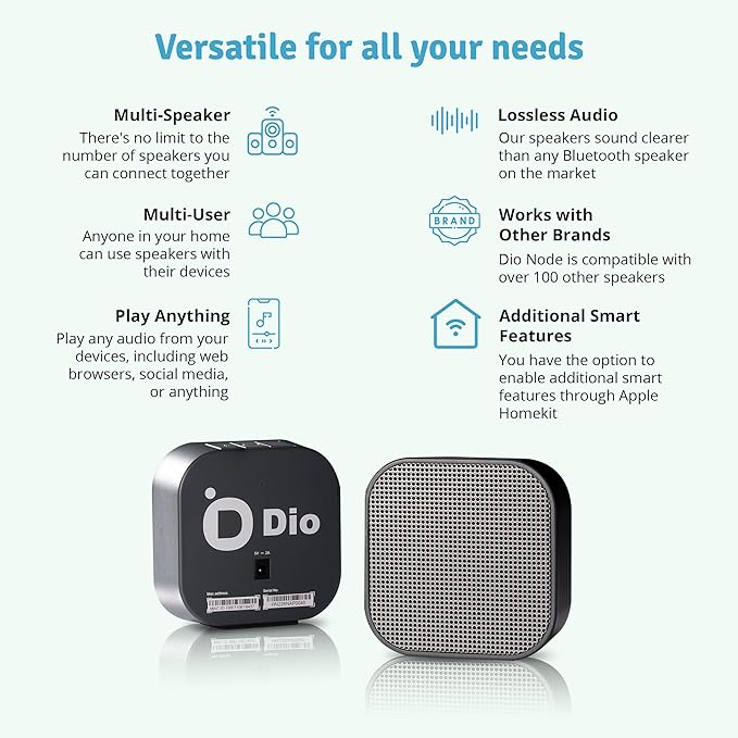 Dio Node Multiroom Wi-Fi Home Speakers (3-Pack), Works with Apple AirPlay 2 and Other Apple Devices, Immersive Sound System, Easy to Connect, Spotify Player