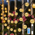 SeaShine Rechargeable Battery Operated String Lights - 16ft 30LEDs Crystal Globe String Lights, IP65 Waterproof Battery Fairy Lights with Remote Timer for Bedroom Outdoor Camping Christmas Warm White