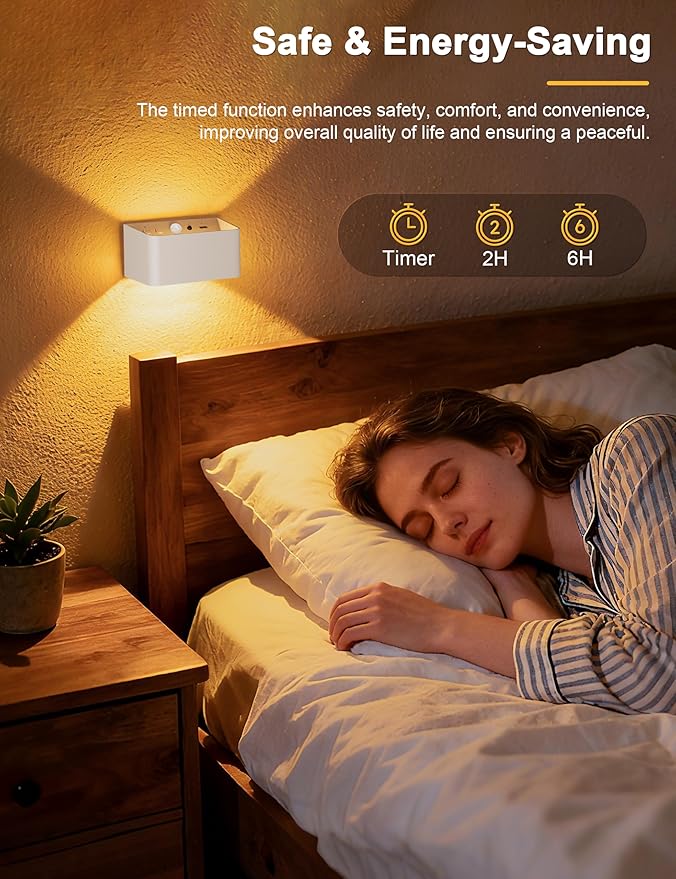 NIORSUN Motion Sensor Wall Light, 5000mAh Battery Operated Wall Sconce with Remote, 3CCT Dimmable Rechargeable Wall Lights,Wireless Sconces for Living Room Bedroom Hallway