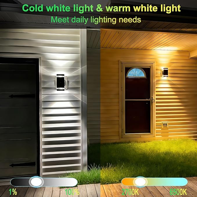 Smart Wall Light, RGB Outdoor Light Fixture with Mi.Light Remote Control, Warm White and RGB-CCT 1000lm Color Changing Outdoor Wall Lights with Smart Light Bulb GU10 (2 Pack)