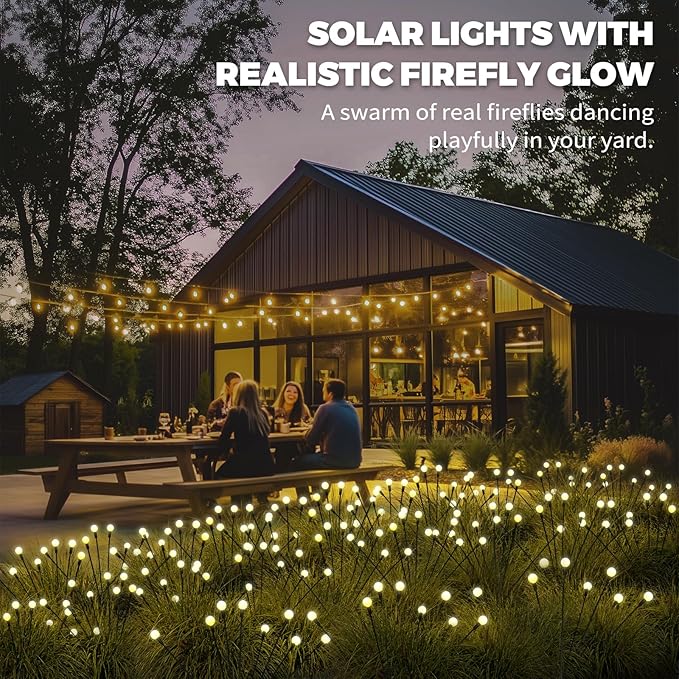 Solar Garden Lights – Swaying LED Solar Lights Outdoor Decorations, Waterproof Yard & Patio Lights with Flexible Iron Wire & Heavy Bulb Base for Garden Decor,Warm White (2 Pack)
