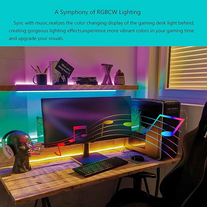 Plug In Under Cabinet Lighting, RGB LED Light Bar Works with Alexa, Google Assistant, Smart App, 20Inch, Ultra-Thin Room Lights Strip Dimmable for Kitchen Counter, Shelf, Desk, Closet, Music Sync,1pcs
