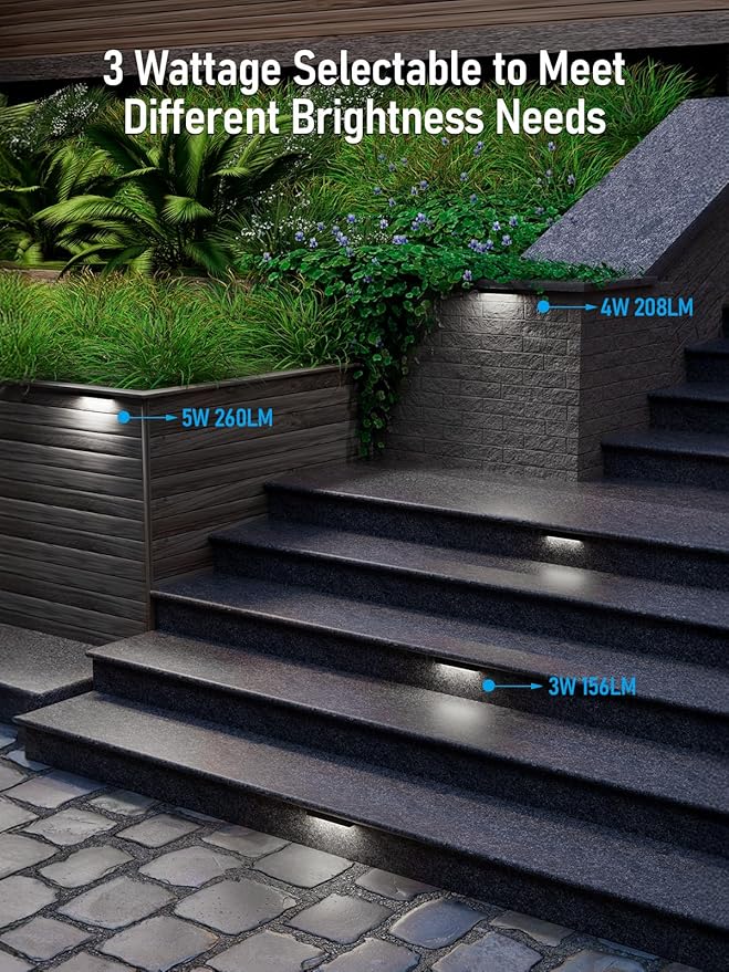 LEONLITE 8-Pack 7 Inch LED Hardscape Lighting, Update Retaining Wall Lights, LED Landscape Lighting, 12-24V AC/DC Paver Light Low Voltage, 3W/4W/5W Dimmable Outdoor Step Lights, 5000K Daylight, ETL