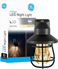 GE Vintage LED Night Light, Plug-in, Dusk to Dawn Sensor, Farmhouse Decor, Mood Lighting, Home Decor, Ambient Lighting, LED Lights for Bedroom, Bathroom, Kitchen, Hallway, 38628, Black, 1 Pack