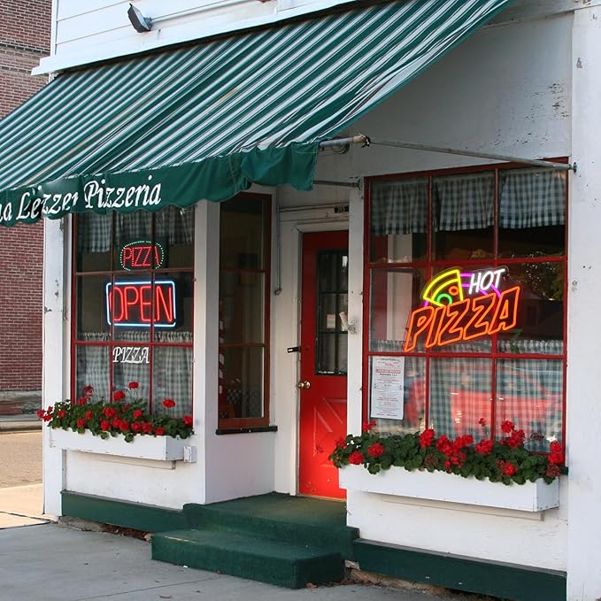 Pizza Neon Sign for Wall Decor, Hot Pizza Led Signs for Room, USB Dimmable Food Neon Lights for Pizzeria Kitchen Restaurant Bar Party Shops Hotel Store Business Pub