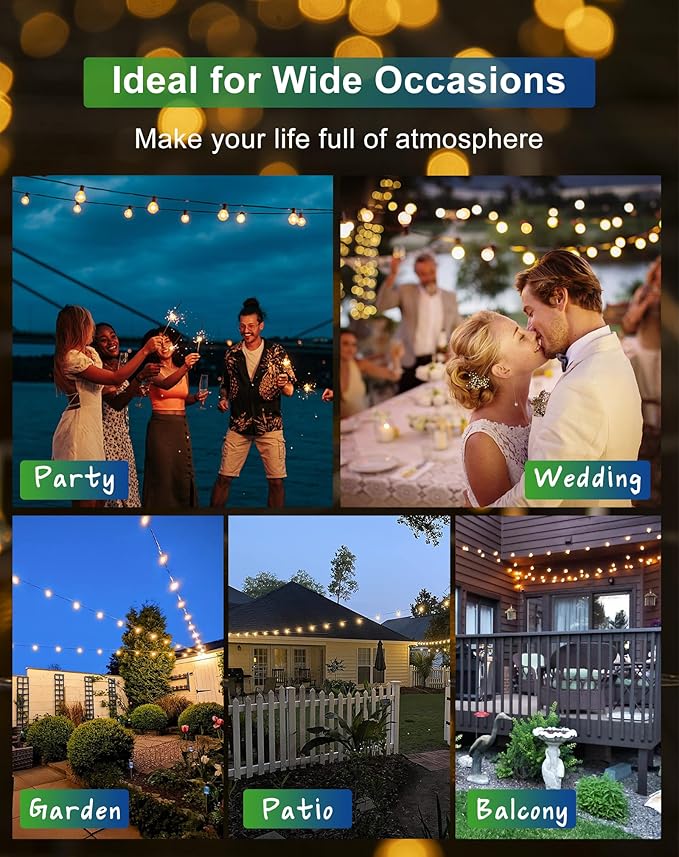 Solar String Lights Outdoor Waterproof 200FT with USB Port and 100 Shatterproof G40 Bulbs(3 Spare), LED Solar Powered Patio Lights for Outside, Porch, Backyard, Gazebo, Garden(Warm White)
