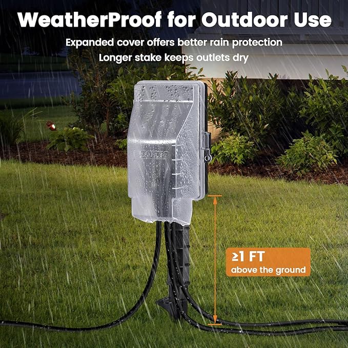 SURAIELEC Zigbee Outdoor Power Stake Timer Waterproof, 6 Outlet Power Strip Weatherproof, Smart Plug Light Timer Switch, 6FT Extension Cord, Alexa/Google Assistant Compatible, Hue Bridge Required