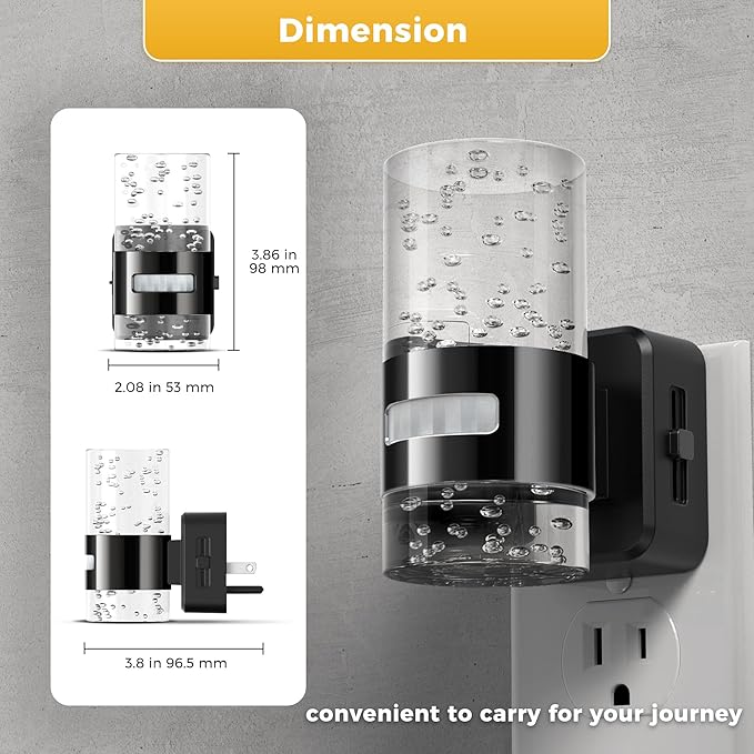 L LOHAS LED Motion Sensor Night Light,Dimmable Night Lights Plug into Wall, 3000K Night-Lights with 0-100 LM Adjustable, Acrylic Bubble Plug in Nightlight for Bathroom Hallway Nursery