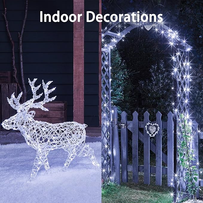 8 Pack Total 160FT 480LED Fairy Lights Battery Operated with Rmote, Waterproof Twinkle Lights with Timer Indoor Outdoor, Cuttable String Light for Bedroom, Classroom, Christmas Decor, Cool White