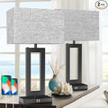 22’’ Tall Set of 2 Touch Control Table Lamp w. 2 USB Ports, 3-Way Dimmable Modern Bedroom Bedside Touch Lamps w. Fabric Gray Shade for Living Room End Table Nightstand Reading