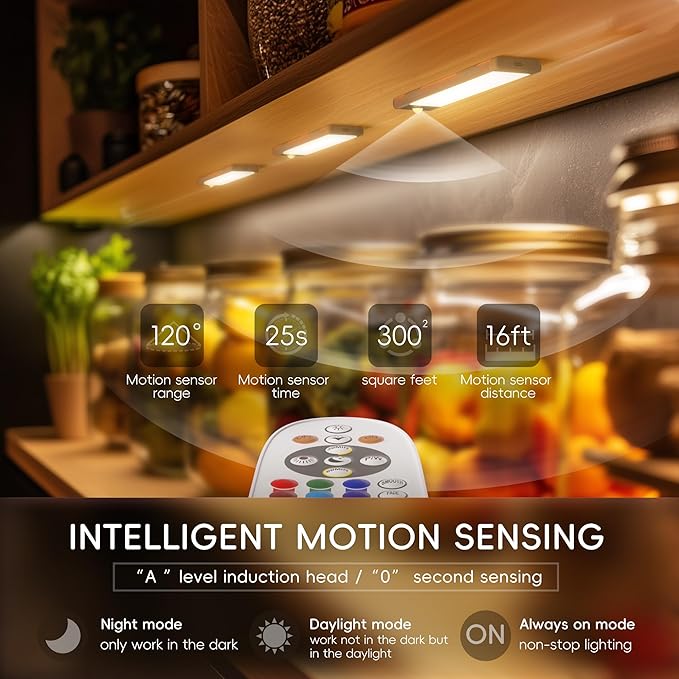 Under Cabinet Lights with Charging Station, 24LED Dimmable Rechargeable Motion Sensor Light Indoor with 15 Color Temperatures, Magnetic RGB Stick-Anywhere Closet Light for Stair Kitchen (3)