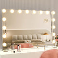 BEAUTME Hollywood Makeup Mirror,Vanity Mirror with Lights, LED Mirrors, Tabletop or Wall-Mounted Mirror with 16 Dimming LED Bulbs, Silver(911×180×616mm)
