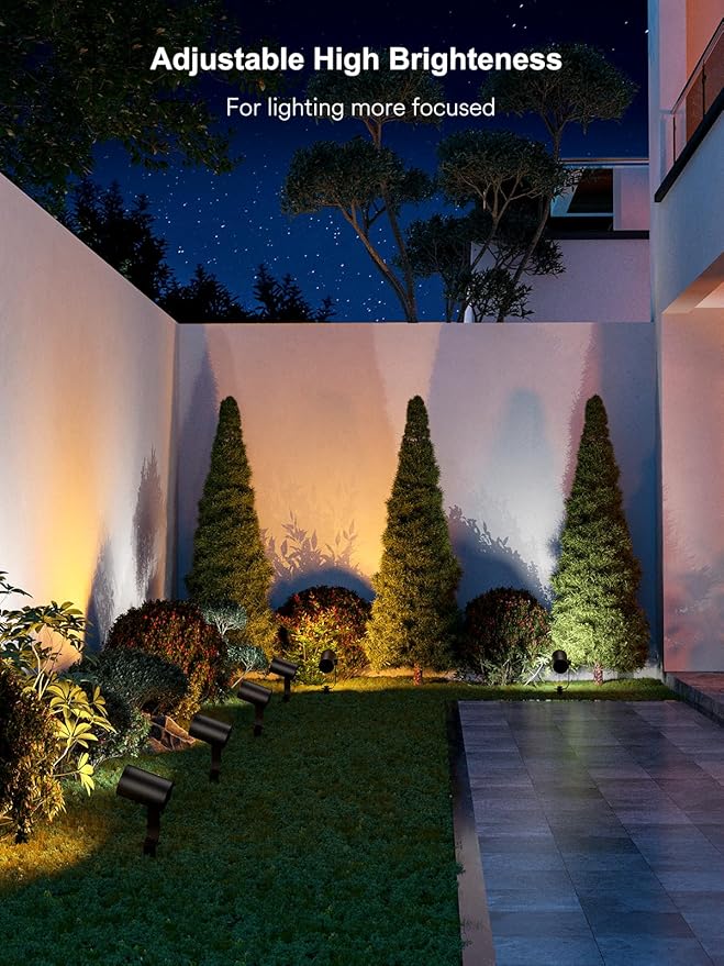 ANGELHALO Smart Landscape Spotlights, 4 Pack RGBW Pathway Lights, 2000LM Dimmable, IP65 Waterproof, Compatible with Alexa, Outdoor Decoration
