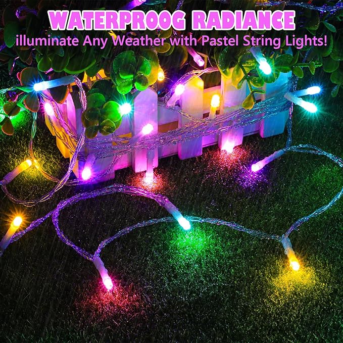 ANJAYLIA Easter String Lights Battery Operated, 9.8ft 20 LED Pastel Fairy Lights, Waterproof Small String Lights for Easter Crafts, Wreath, Table Centerpiece, Garland, Party Decor