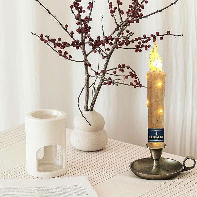 Magical Candlesticks Flameless Taper Candle, 2pcs White LED Tapered Candles Remote Dipped Candle 6inch Battery Chandelier for Enchanting Weddings and Harry Potter Inspired Vigils(LW2P-WH)