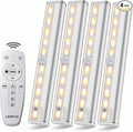 LDOPTO Under Cabinet Lights Wireless with Remote Control Dimmable Battery Operated LED Closet Lights Stick-on Kitchen Lighting with Timer for Kitchen Shelf Hallway Stairs, Multiple Colors 4 Pack