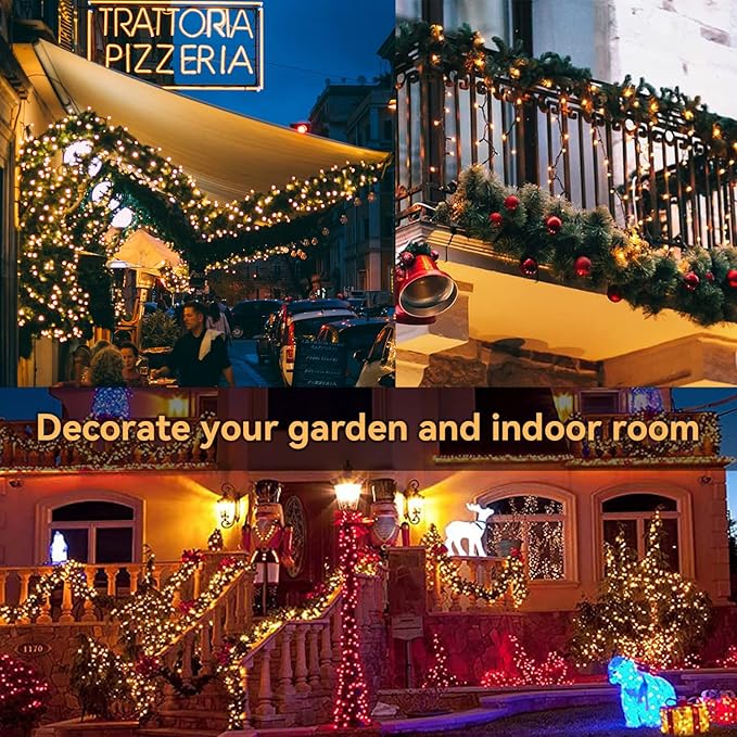 ITICdecor Christmas String Lights 33ft 100 LED, Waterproof Fairy Starry String Lights Battery Operated, 8 Modes Decorative Lights for Indoor Outdoor Xmas Tree Party Garden(Warm White)