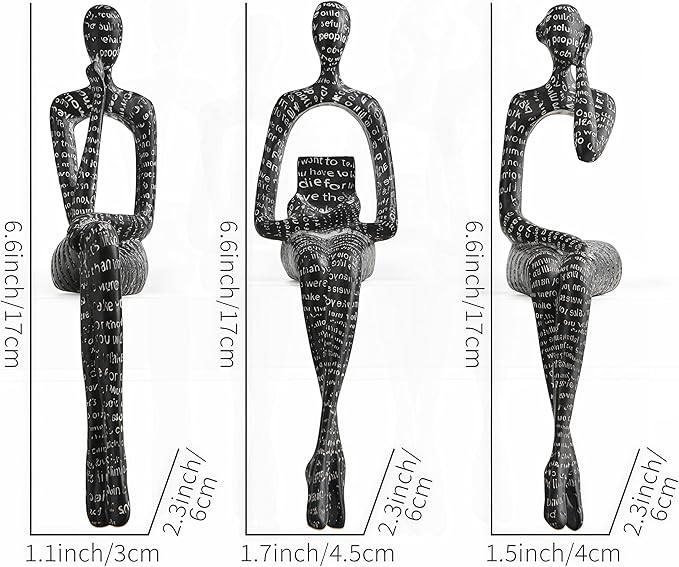 XINXUAN Letter - Black Statue Home Decor - Modern Bookshelf & Desk Decor - 3 Piece Set