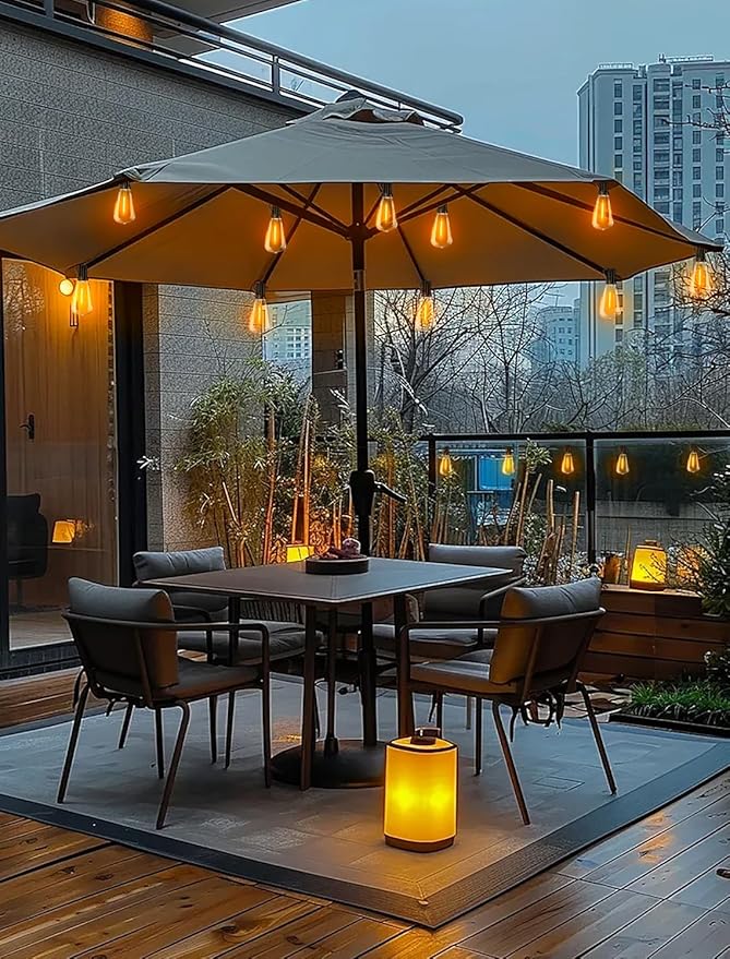 Outdoor Patio String Lights: 150Ft 45M Outside Waterproof Light - Remote Dimmable ST38 Shatterproof Bulb Connectable Hanging Outdoor Electric Lighting - Backyard Yard Gazebo Porch Party