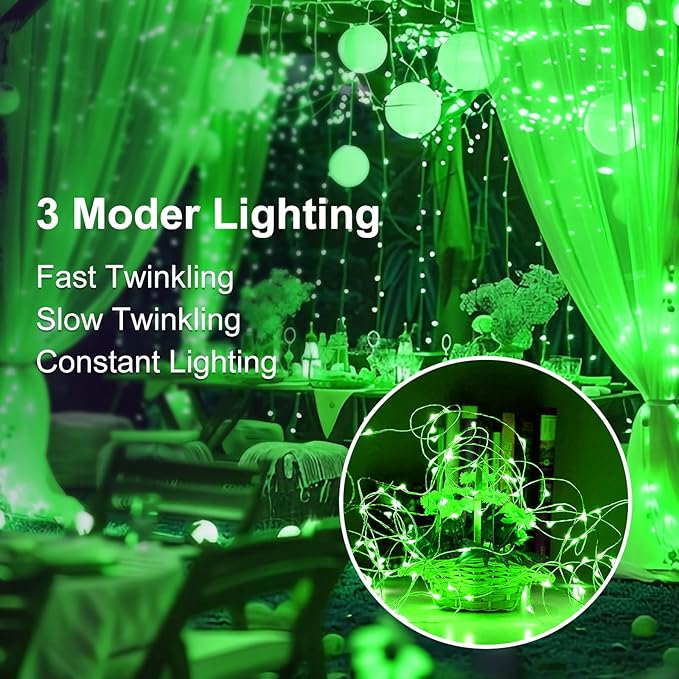 12Pack Fairy Lights Battery Operated, 7ft 20 LED 3 Modes Speed Twinkle Mini String Lights Waterproof Silver Wire Firefly Starry Lights for Mason Jars Wedding Party Christmas Decorations