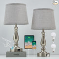 Table Lamps for Bedroom Set of 2,Dimmable Touch Bedside Lamps with Dual USB A+C Ports - Nightstand Lamp for End Table Modern Night Stand Lamps for Living Room Guest Room
