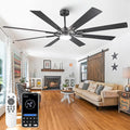 Ceiling Fans with Lights and Remote/ APP, 72 Inch Farmhouse Chandelier Ceiling Fan for Bedroom Living Room, Black Industrial Lighting Ceiling Fans Outdoor Indoor, 6-Speed DC Motor Reversible 8 Blades